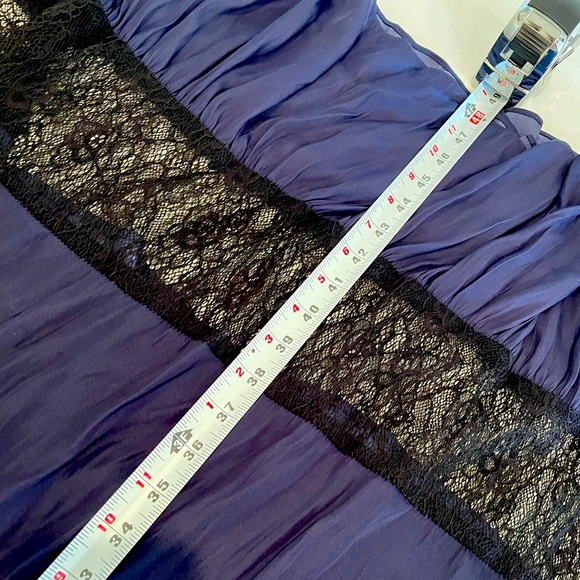 NWT (XS) Aqua popover lace inset halter long midi maxi navy black open shoulder - Picture 7 of 11